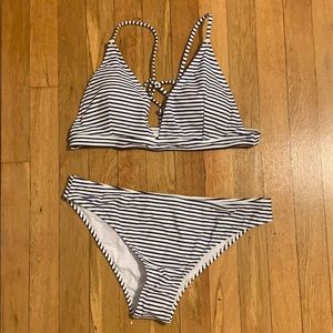 Navy Blue Striped Bikini